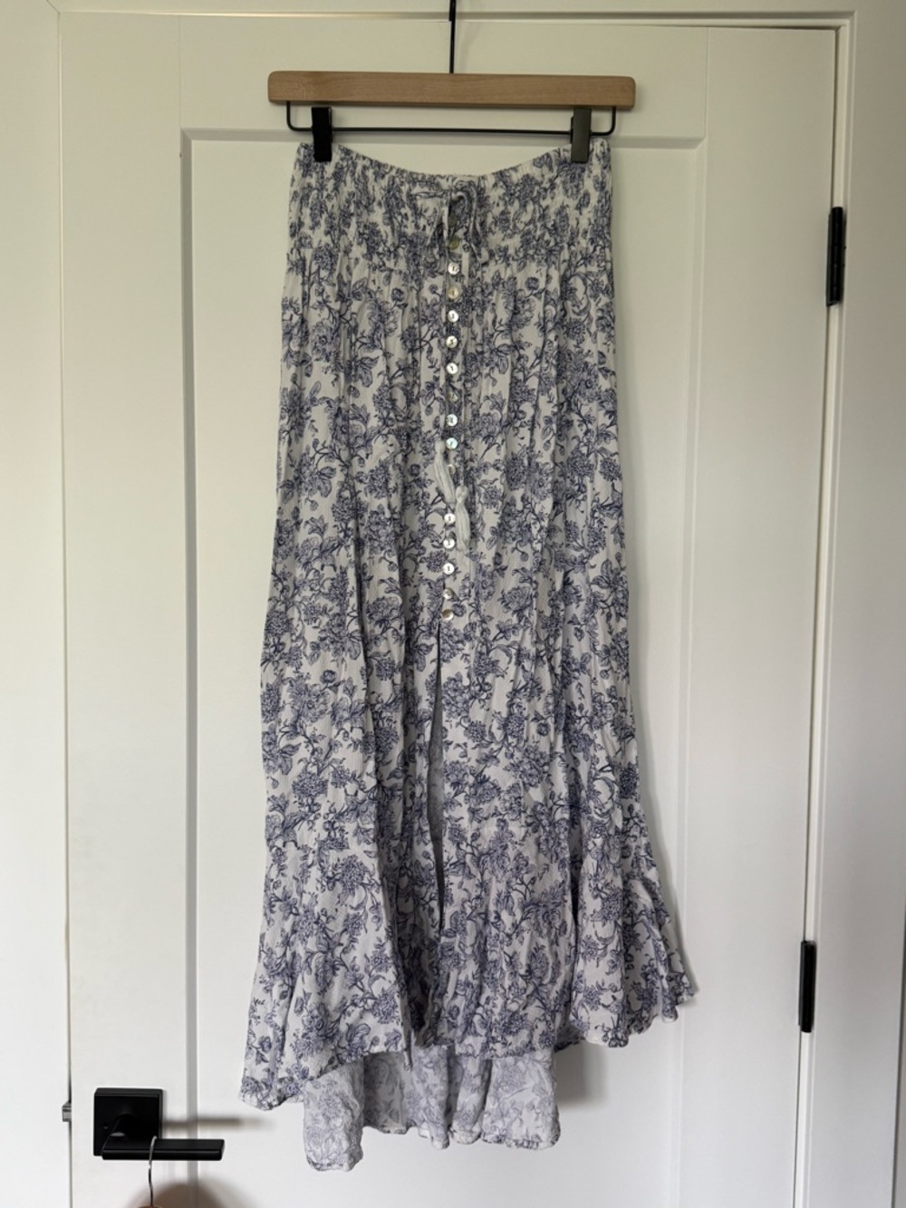 Cynthia Rowley Light Blue Floral Button-Front Maxi Skirt